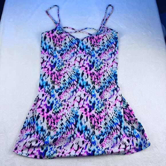 PINK Victoria's Secret Other - PINK Victoria's Secret Abstract Animal Print Crossback Swim Dress Top Size L